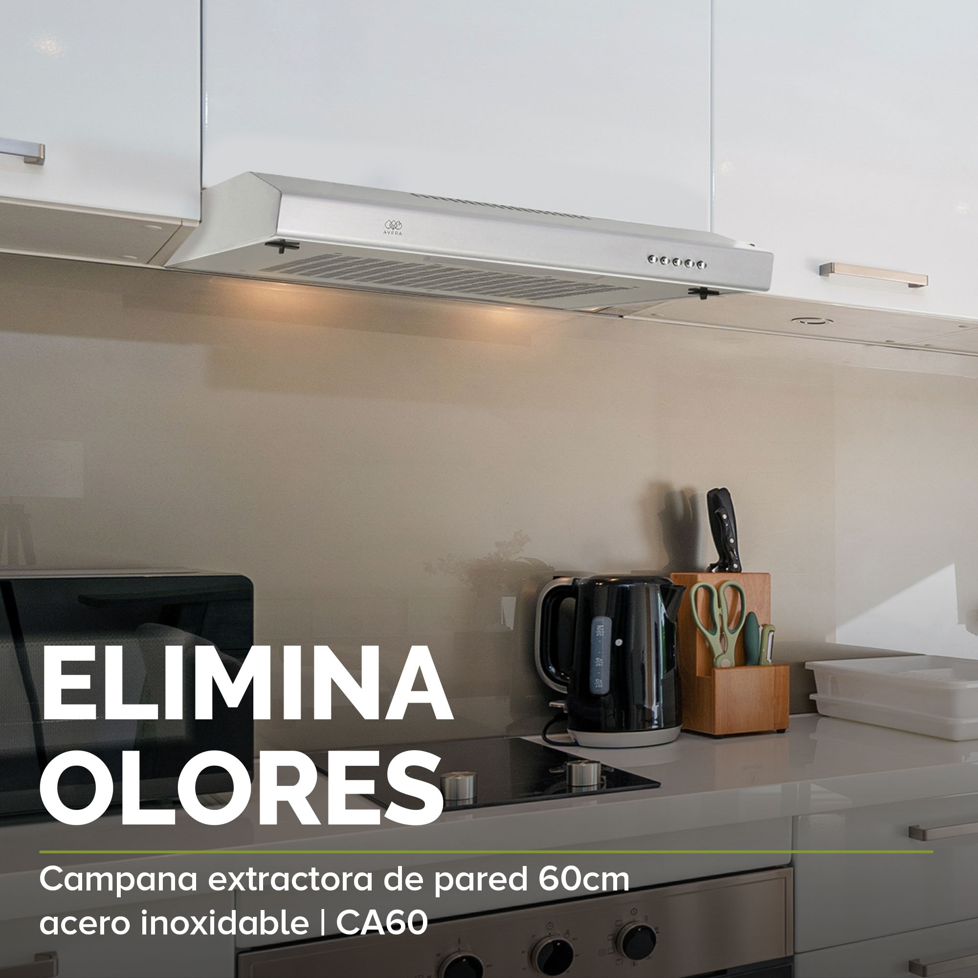 Campana Extractora o Purificadora para Cocina de Pared 60cm Acero Inoxidable Avera CEA60