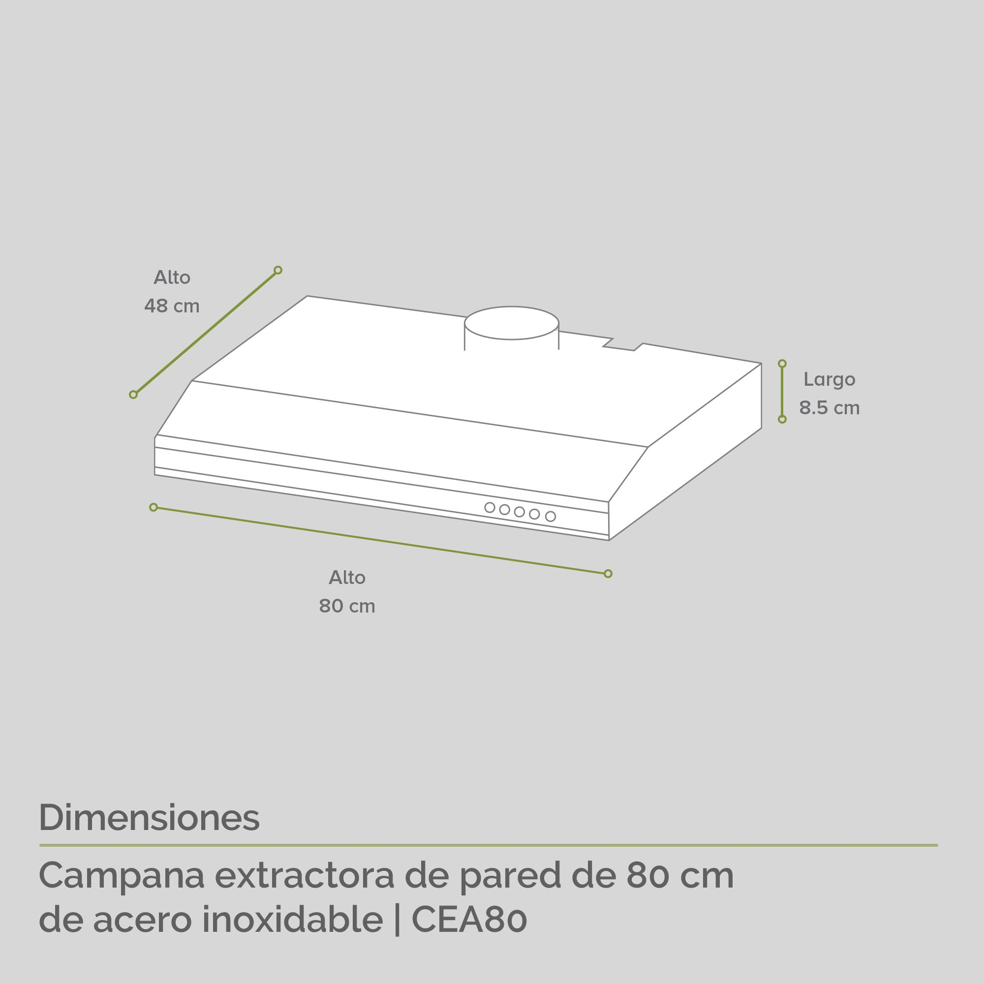 Campana Extractora para Cocina de Pared 80CM  Avera CEA80