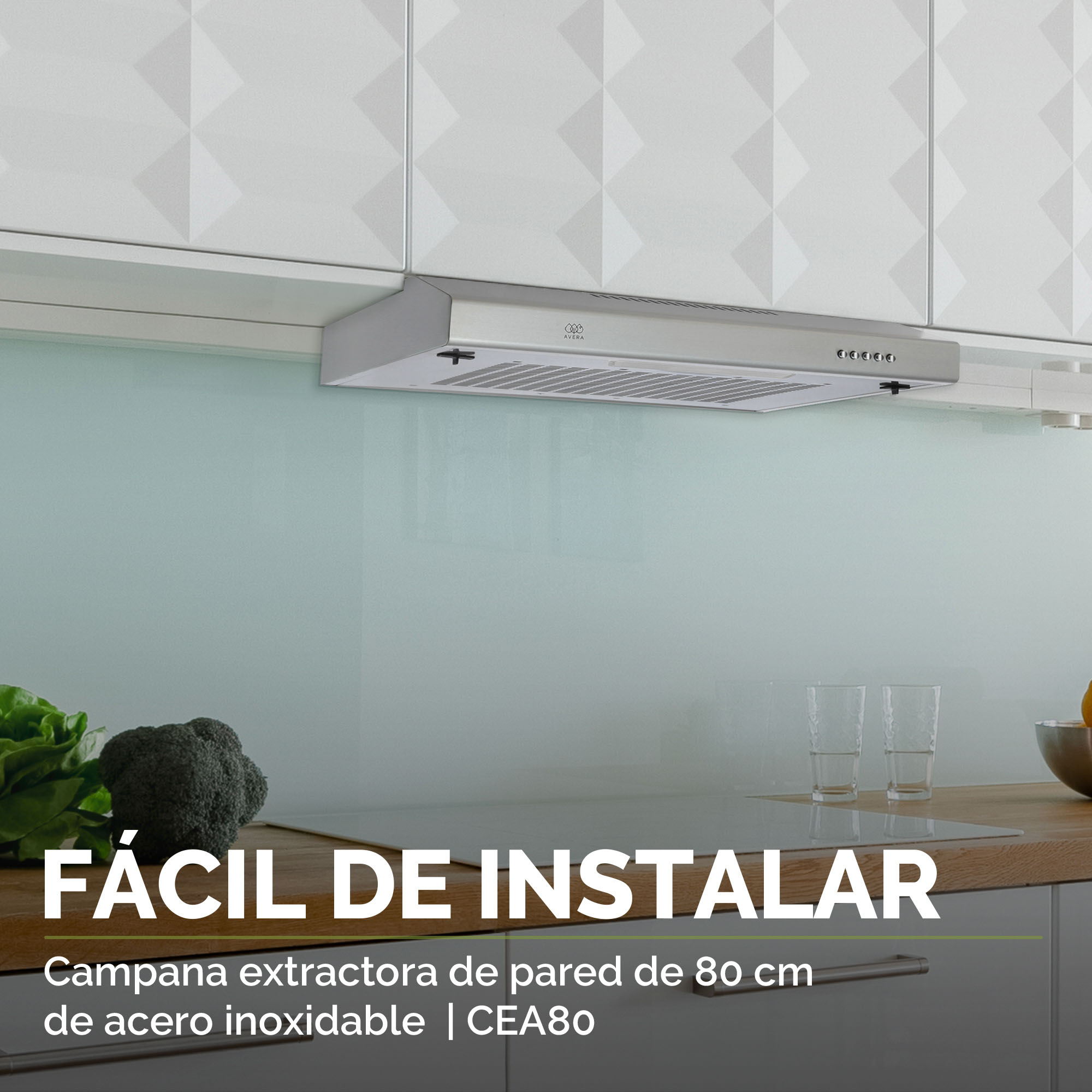 Campana Extractora para Cocina de Pared 80CM  Avera CEA80