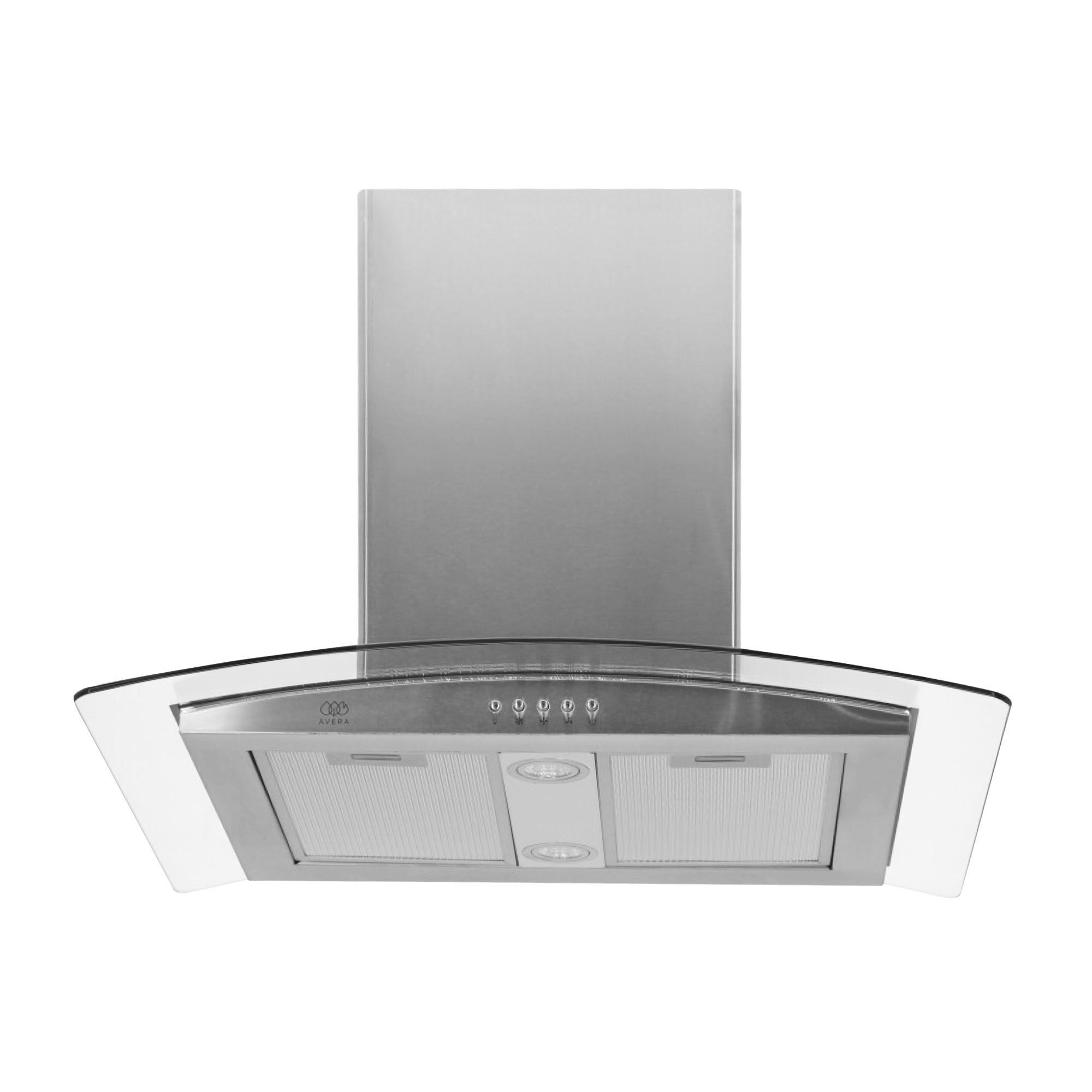 AVERA Campana Extractora O Purificadora Para Cocina De Isla 76 CM Cristal Templado Y Acero Inoxidable CEVD90C