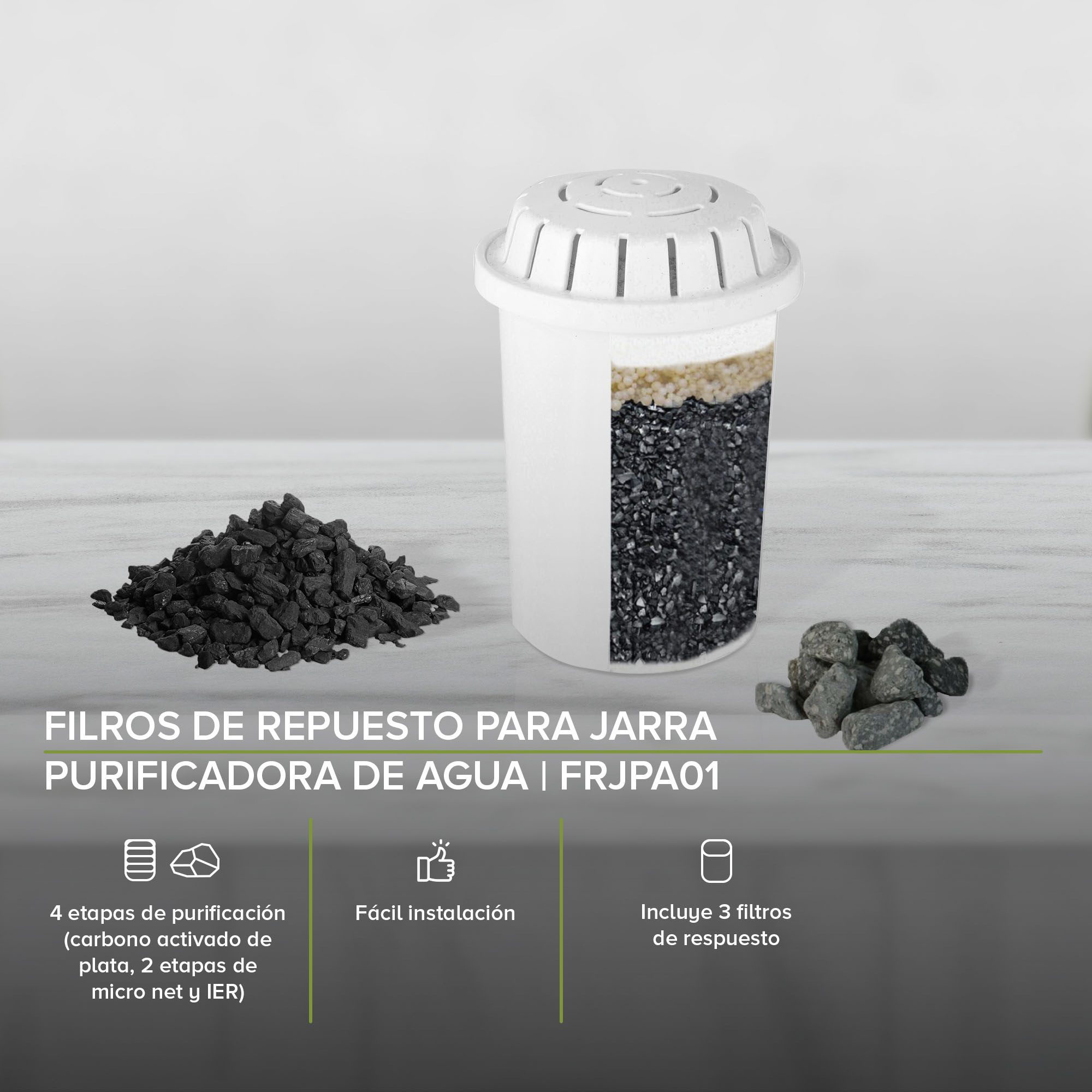 Filtro de Repuesto de Jarra Purificadora de Agua Avera FRJPA01