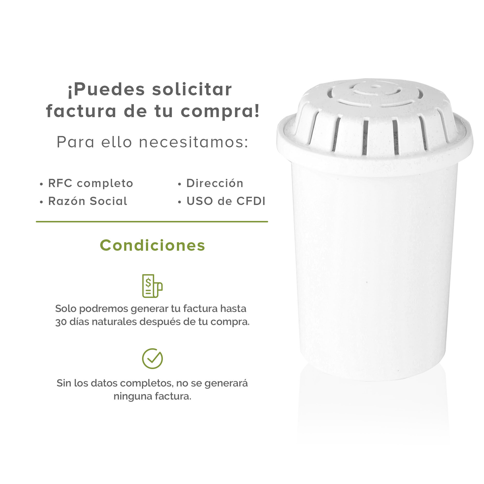 Filtro de Repuesto de Jarra Purificadora de Agua Avera FRJPA01