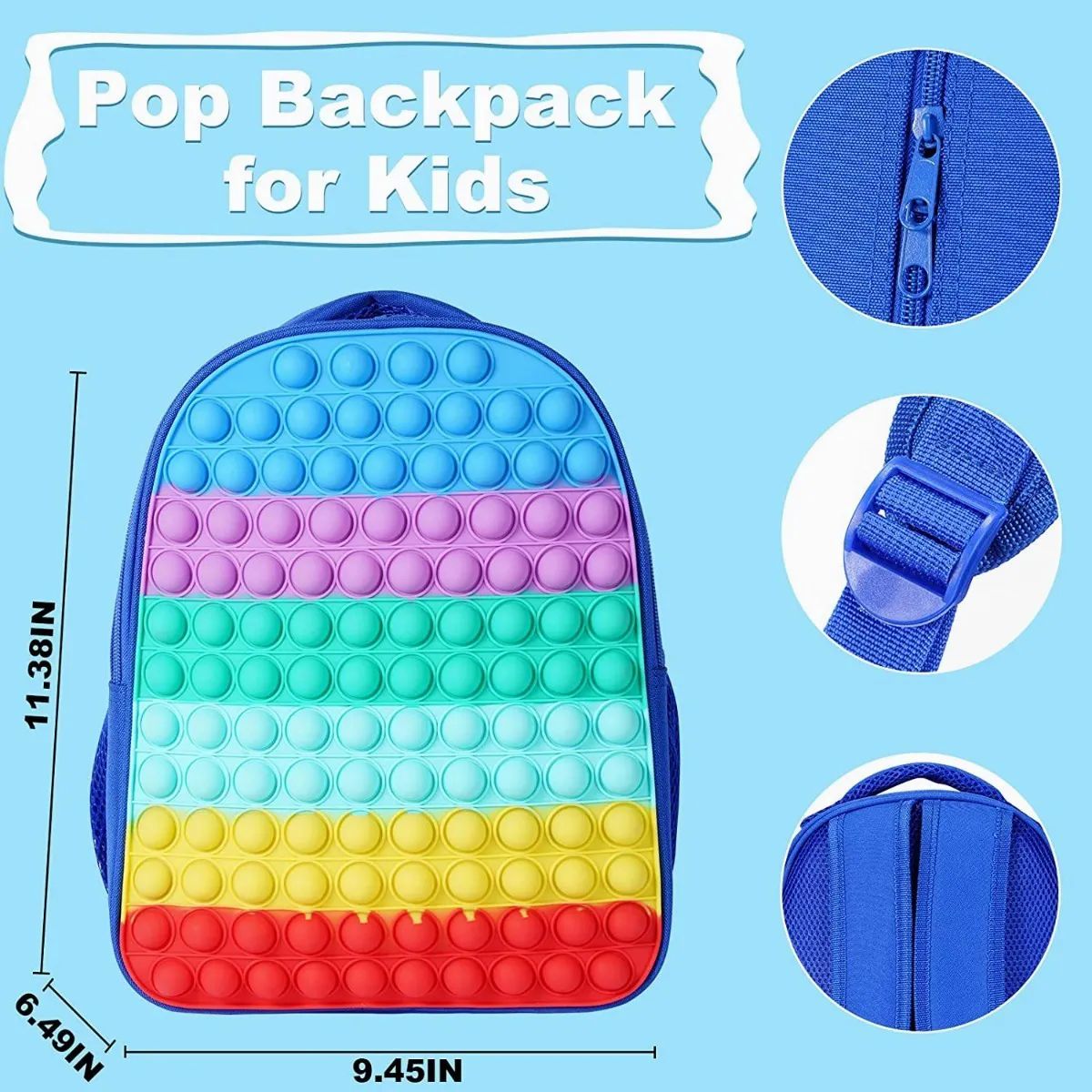 Mochila Escolar Grande Con Juguete Pop-it Para Niños Azul