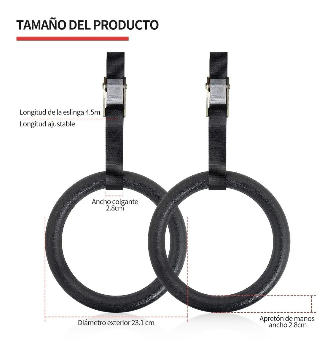 Anillos De Gimnasia Bandas De Suspensión De Hasta 450 Kg