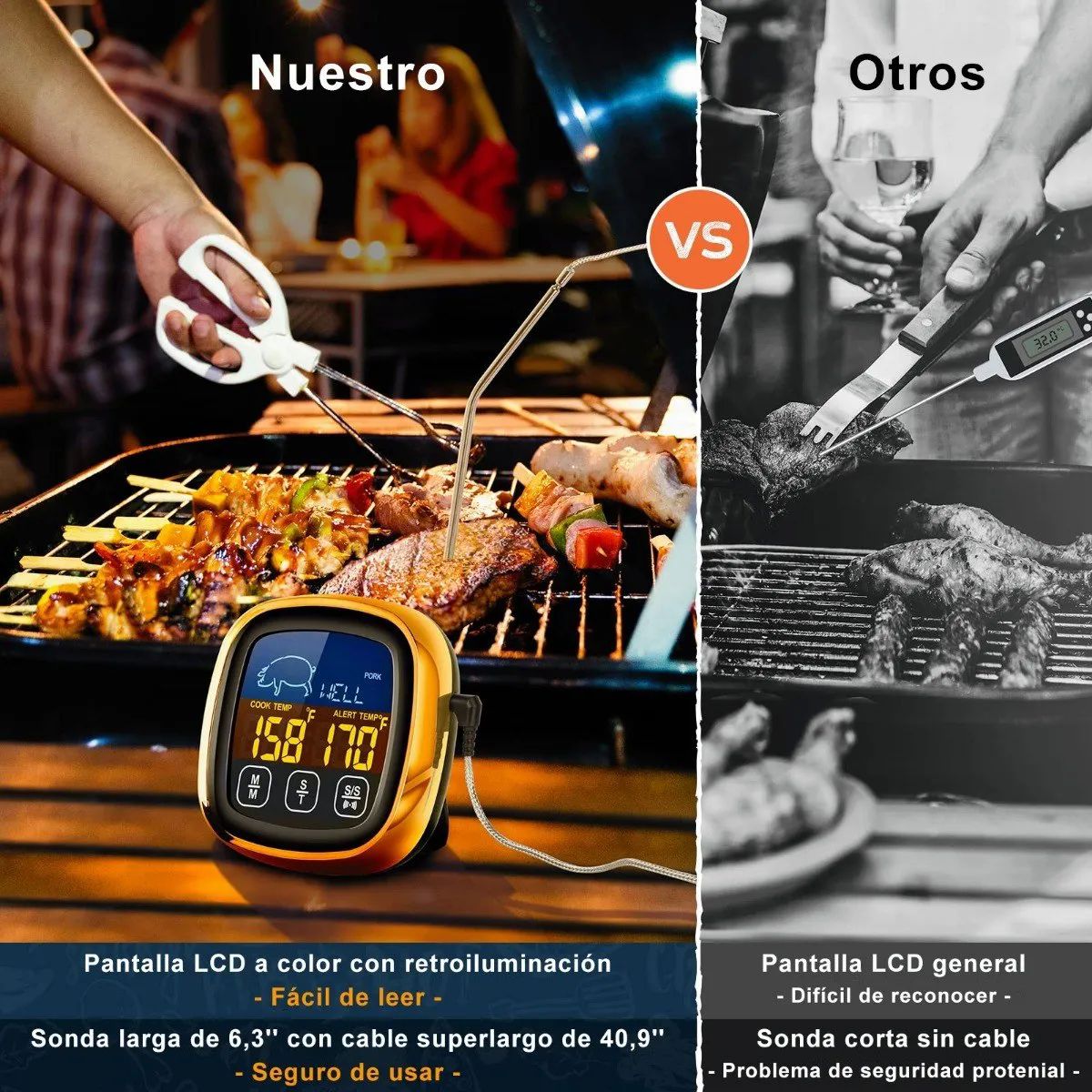 Termómetro Digital De Cocina Para Barbacoa Dorado