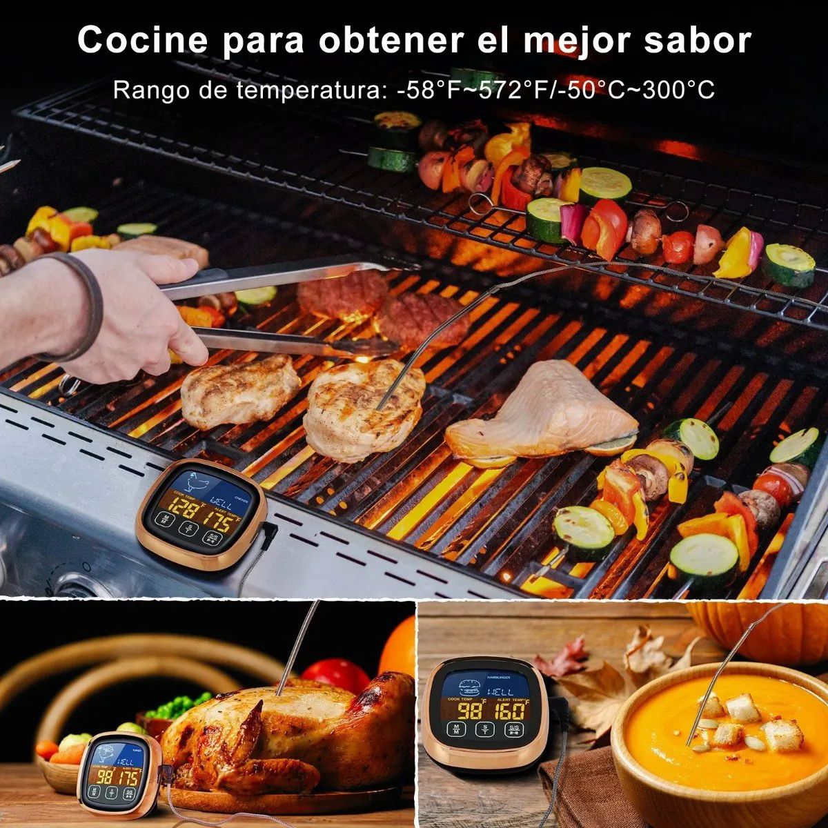 Termómetro Digital De Cocina Para Barbacoa Dorado