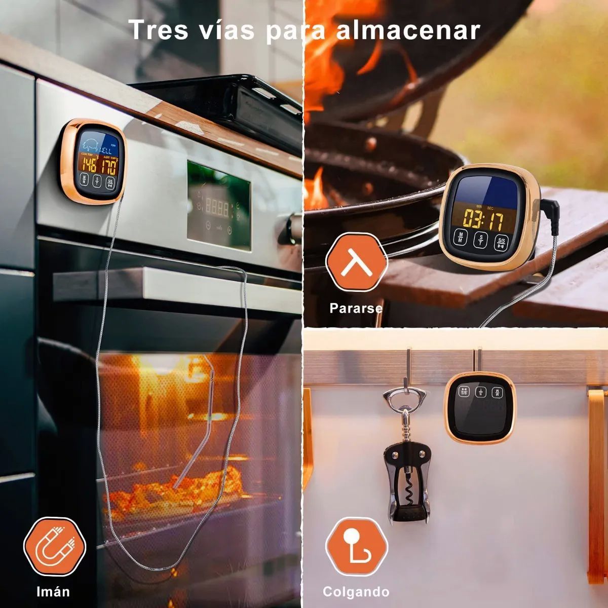 Termómetro Digital De Cocina Para Barbacoa Dorado