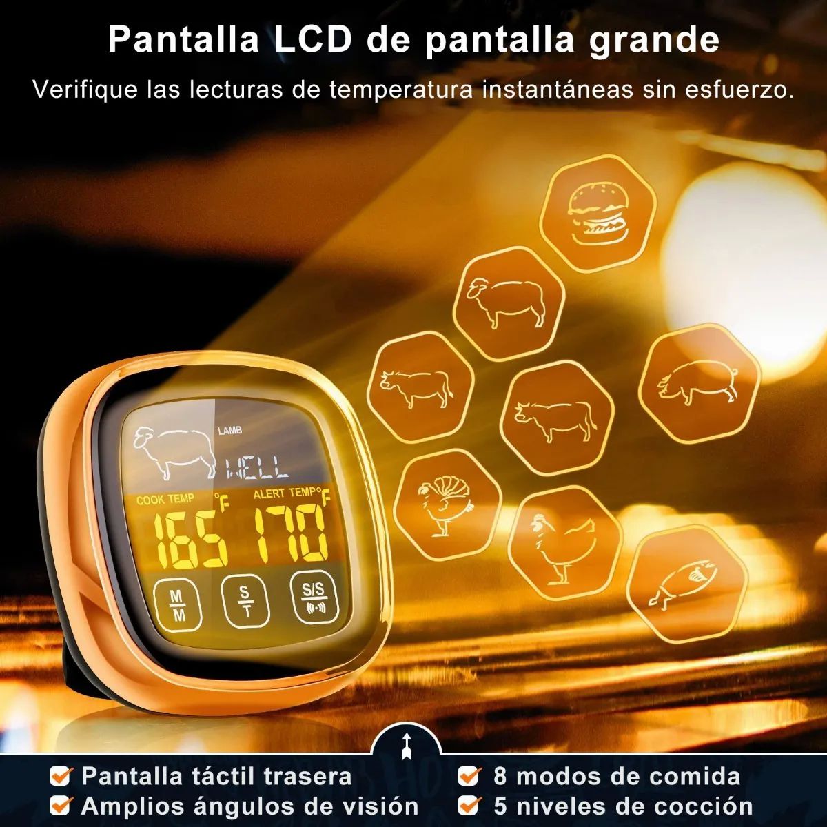 Termómetro Digital De Cocina Para Barbacoa Blanco