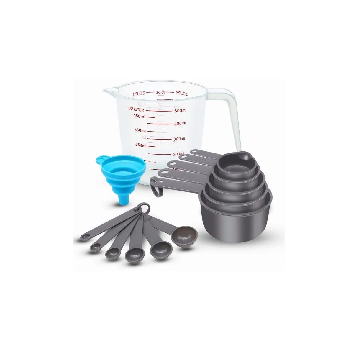 Tazas Y Cucharas Medidoras 11pcs Para Cocina Reposteria Gris
