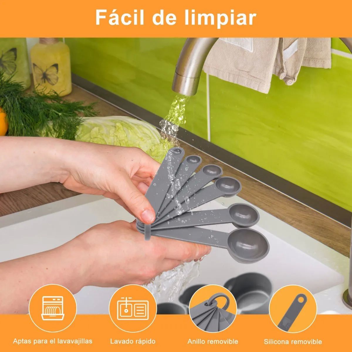 Tazas Y Cucharas Medidoras 11pcs Para Cocina Reposteria Gris