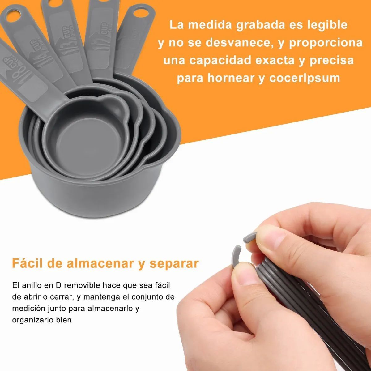 Tazas Y Cucharas Medidoras 11pcs Para Cocina Reposteria Gris