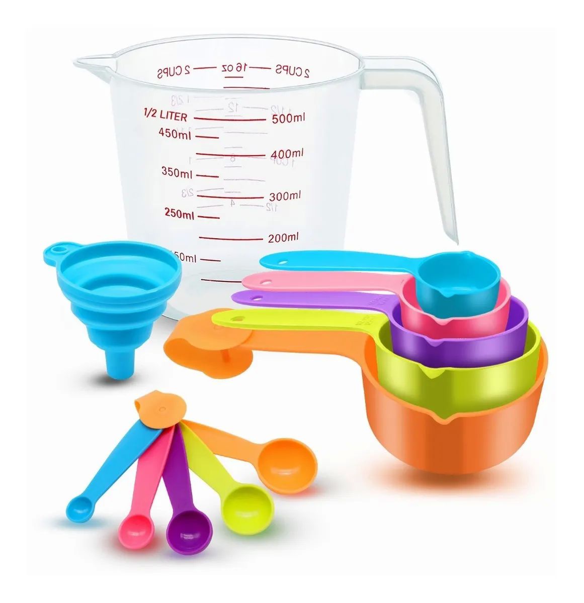 Juego De Tazas Cucharas Medidora 11pc Multicolores
