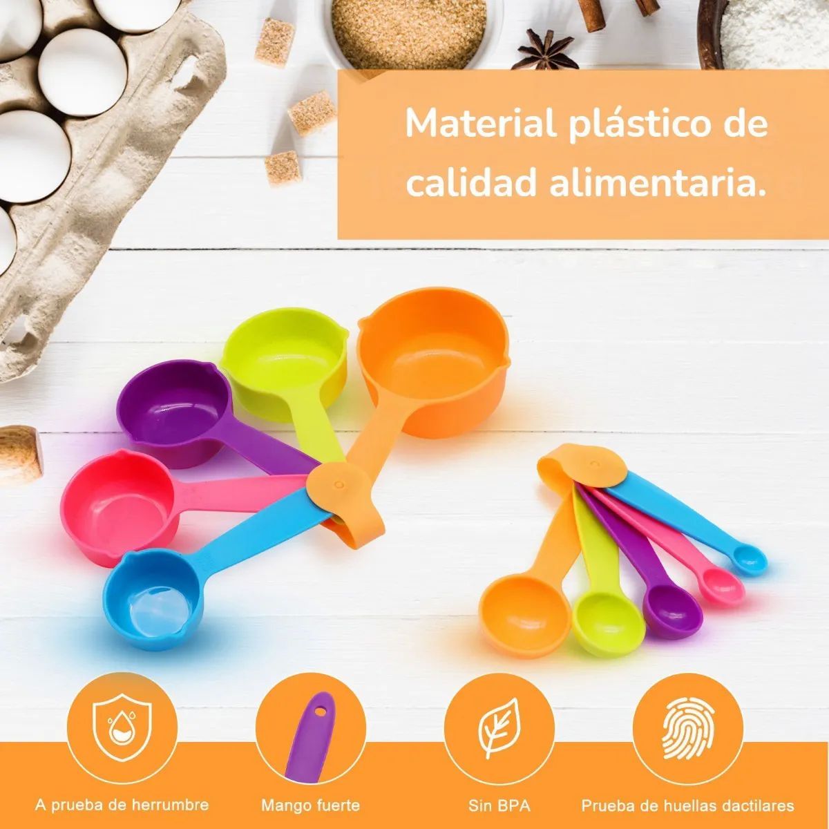Juego De Tazas Cucharas Medidora 11pc Multicolores
