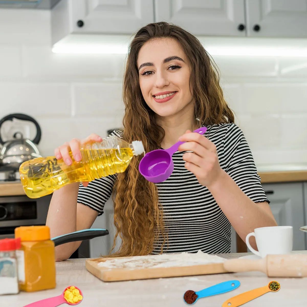 Juego De Tazas Cucharas Medidora 11pc Multicolores