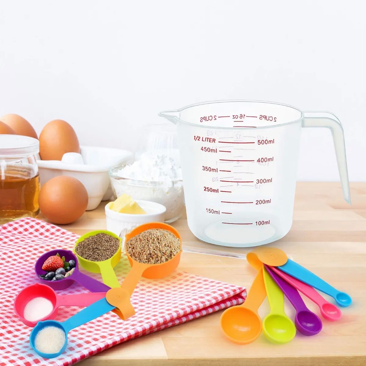 Juego De Tazas Cucharas Medidora 11pc Multicolores