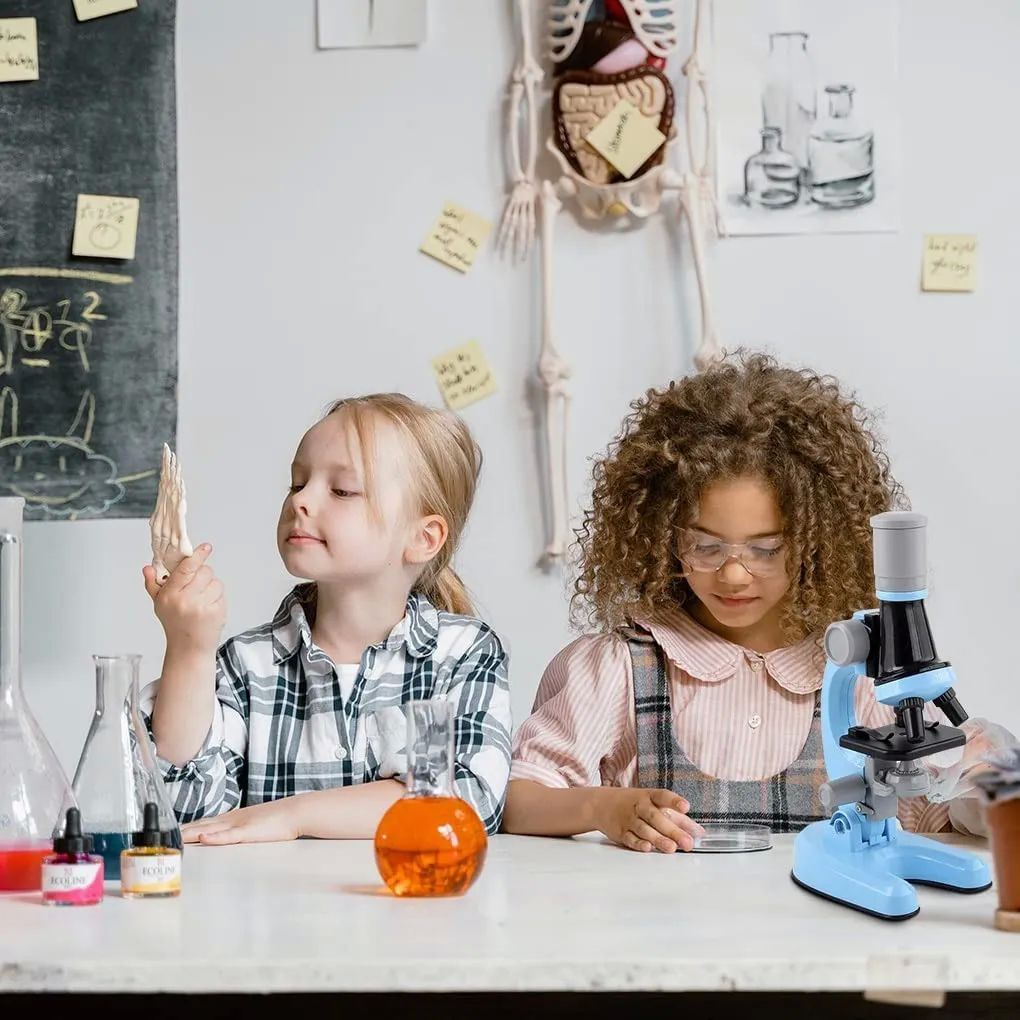 Microscopio Para Niños 1200x Juguetes Educativo Azul