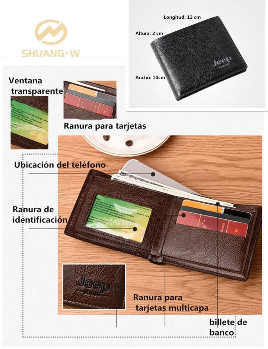 Tres Piezas de Maletin y Cartera Para Caballero Jeep Negro