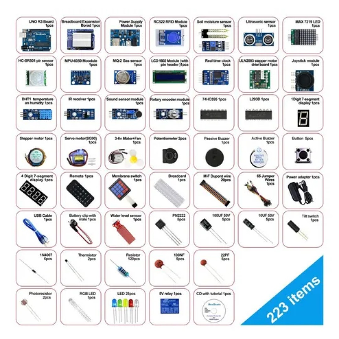 Kit Compatible C/ Arduino Uno R3 Con Español Tutorial