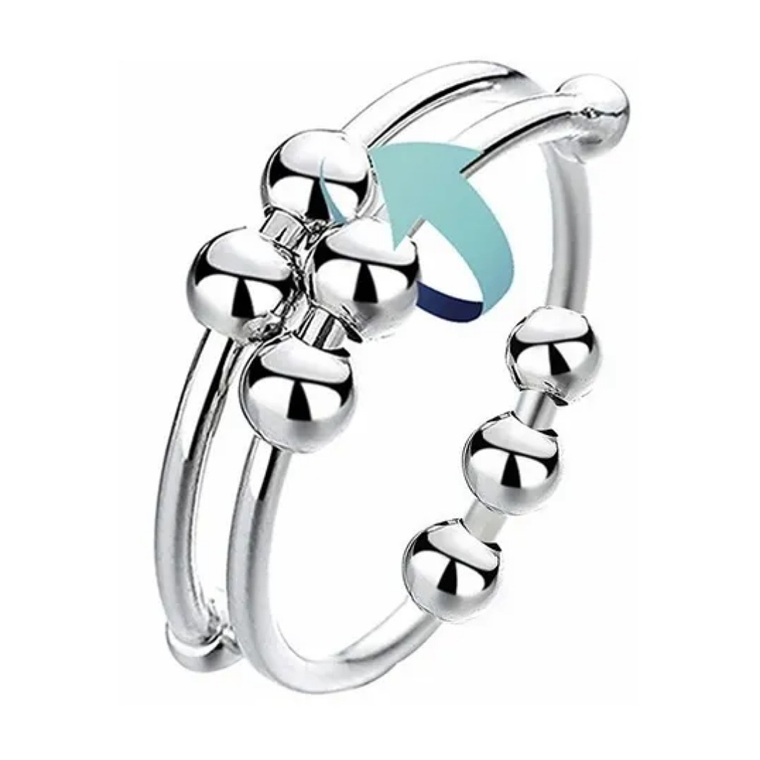 WEFHEF Set De 7 Anillos Anti-estrés Con Cuentas Giratorias – Ajustables – Acero Inoxidable – Para Mujer Y Hombre – Alivio De Ansiedad En Trabajo O Estudio