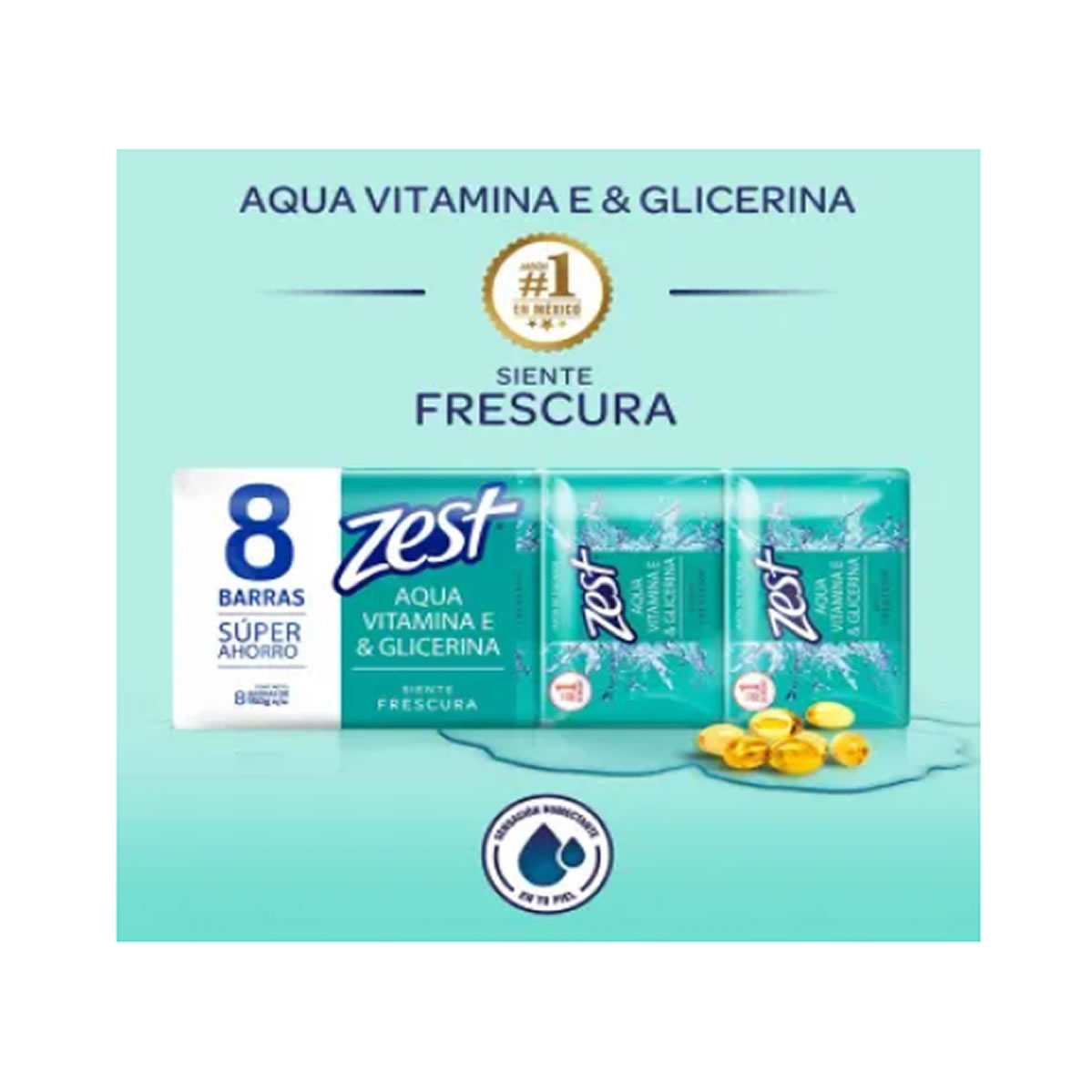 Jabón de Tocador Zest Aqua 8 pzas de 150 g c/u