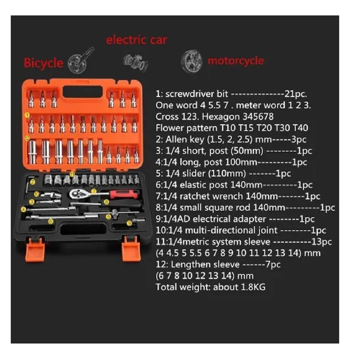 Kit De Cubos Para Llave De Trinquete 1/4