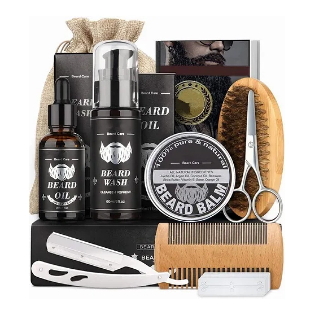 Kit Barba Cuidado Para Hombres, Set Herramientas De Aseo