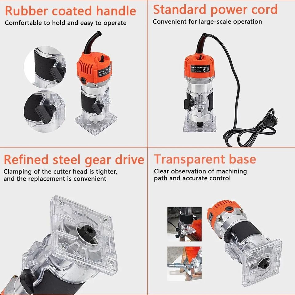 Router para Madera, Recortadora Rebajadora 800W Estuche con Accesorios 