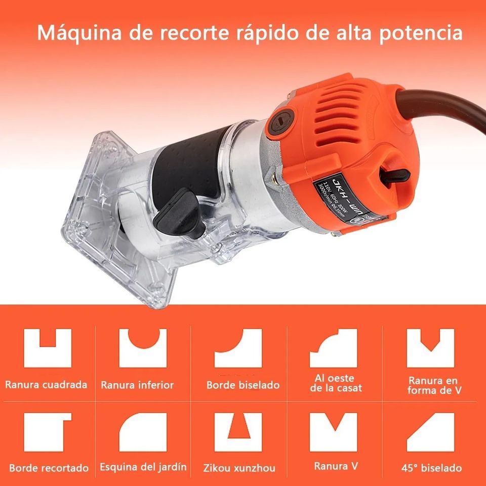 Router para Madera, Recortadora Rebajadora 800W Estuche con Accesorios 