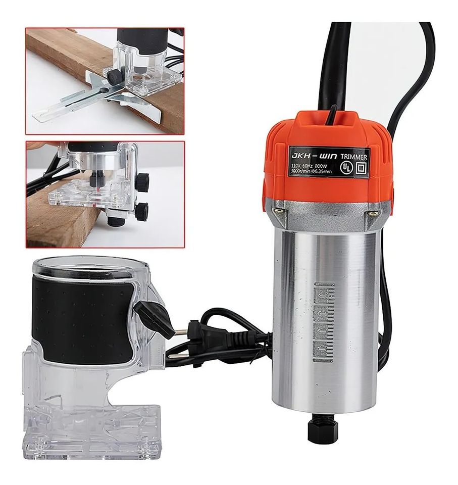 Router para Madera, Recortadora Rebajadora 800W Estuche con Accesorios 