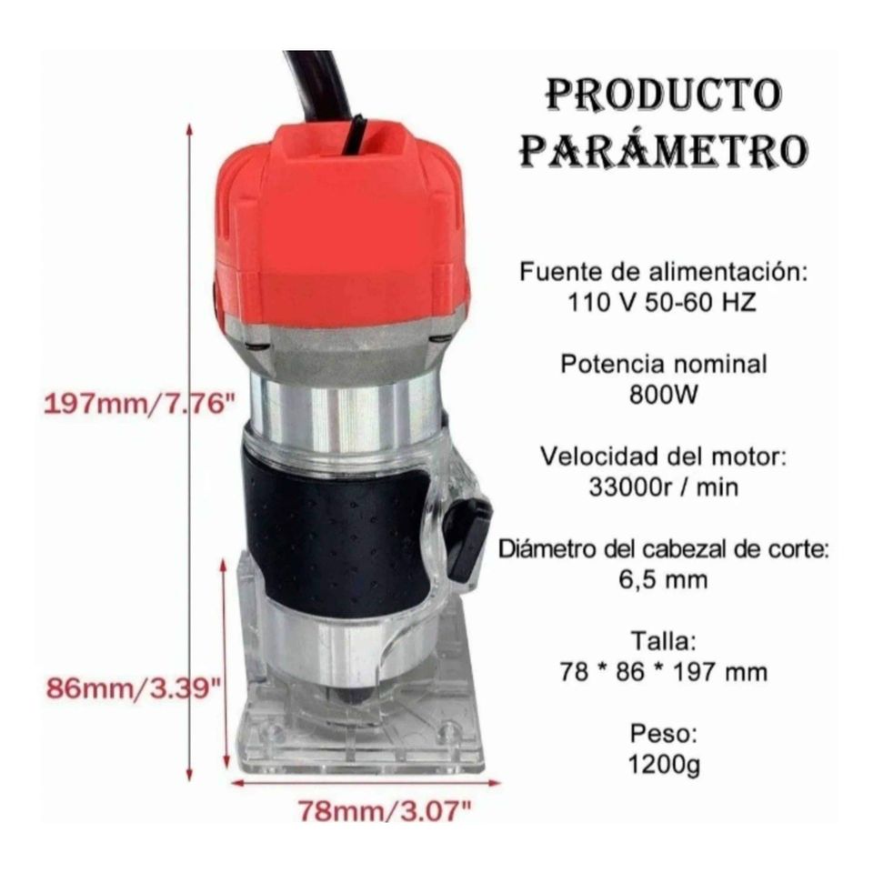 Router Madera Recortadora Rebajadora 800w+15 Brocas Carburo Fresas