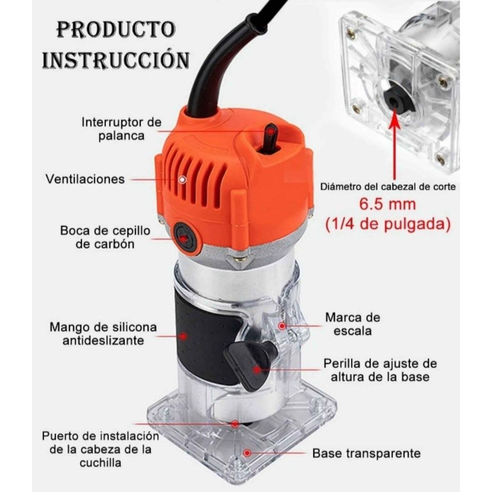Router Madera Recortadora Rebajadora 800w+15 Brocas Carburo Fresas