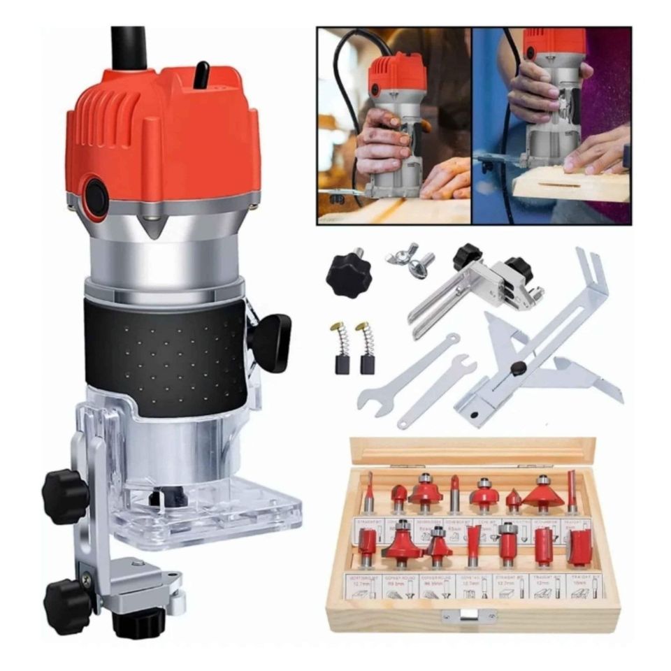 Router Madera Recortadora Rebajadora 800w+15 Brocas Carburo Fresas