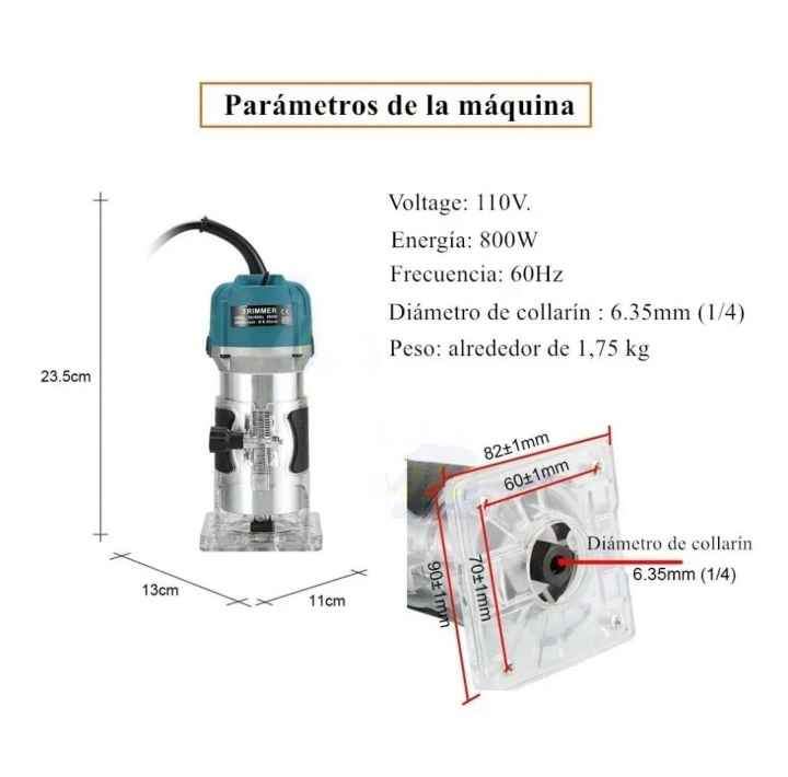 Router Madera 800w fresadora rebajadora eléctrica bordes trimmer herramientas NUEVO