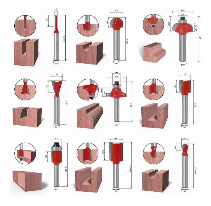 Set de 15 Brocas Fresas para Router Madera 1/4 y 1/2 Navajas Carburo Tungsteno Kit con Estuche