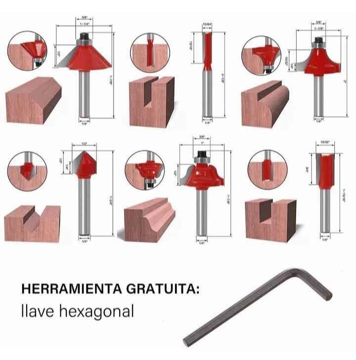 Set de 15 Brocas Fresas para Router Madera 1/4 y 1/2 Navajas Carburo Tungsteno Kit con Estuche