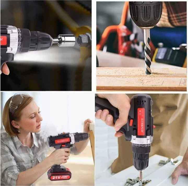 Kit Taladro Inalámbrico Batería 21V con Accesorios Velocidad y Torque Ajustable MANRICLE  NUEVOS