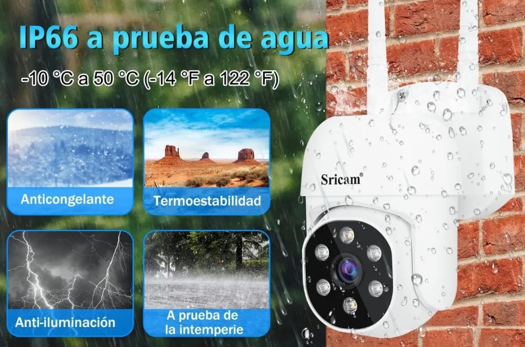 Cámara De Seguridad Wifi Para Uso Exterior E Interior, Ip66.
