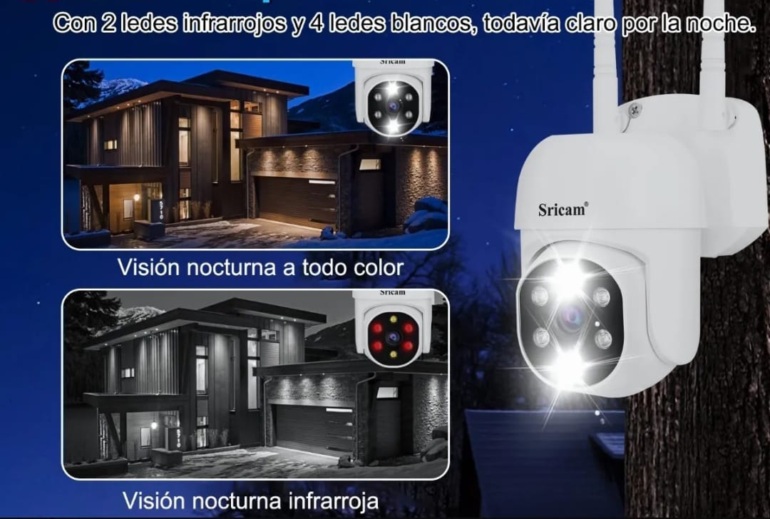 Cámara De Seguridad Wifi Para Uso Exterior E Interior, Ip66.