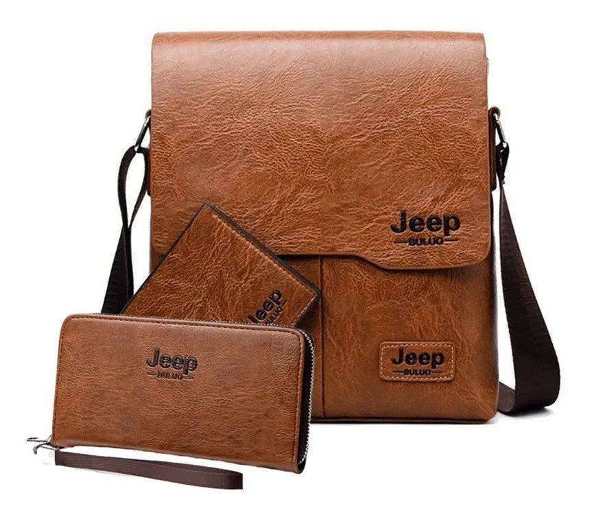 Tres Piezas de Bolsa Para Hombre Jeep Marron Claro