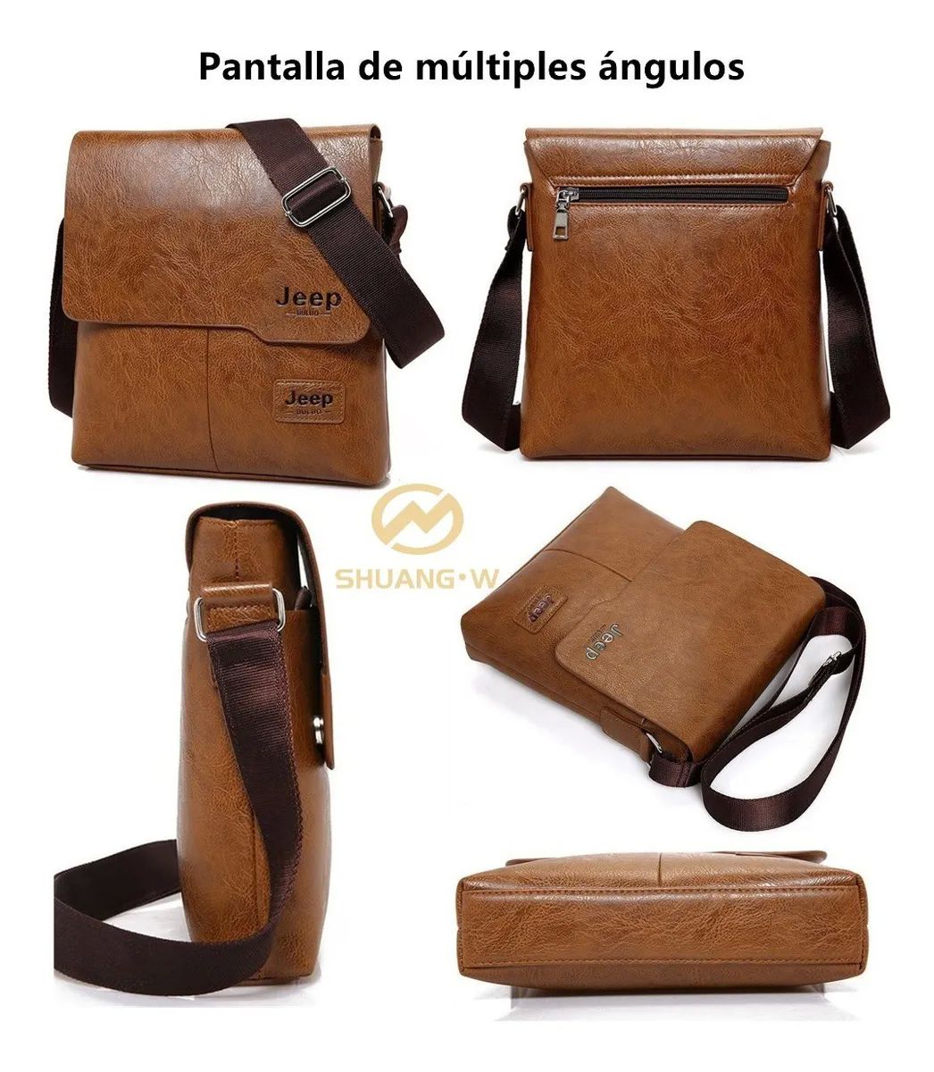 Tres Piezas de Bolsa Para Hombre Jeep Marron Claro