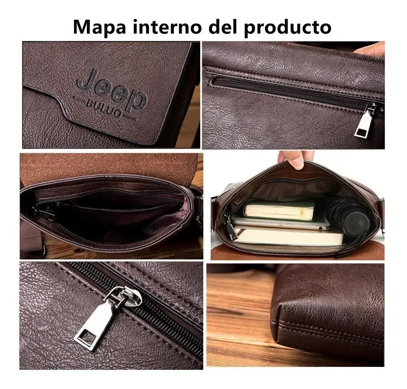 Tres Piezas de Bolsa Para Hombre Jeep Marron Claro