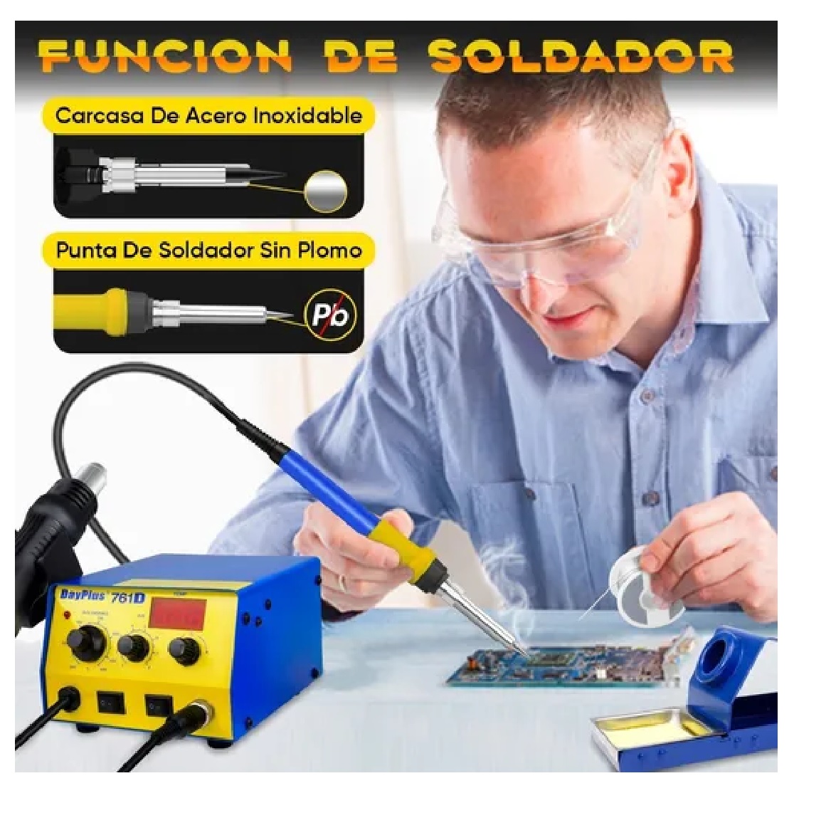 Estación De Soldar 2 En 1 Pistola De Calor Y Cautín