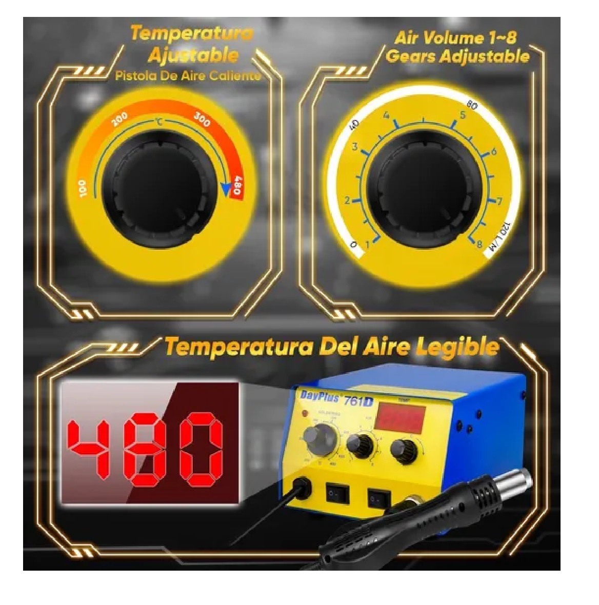 Estación De Soldar 2 En 1 Pistola De Calor Y Cautín