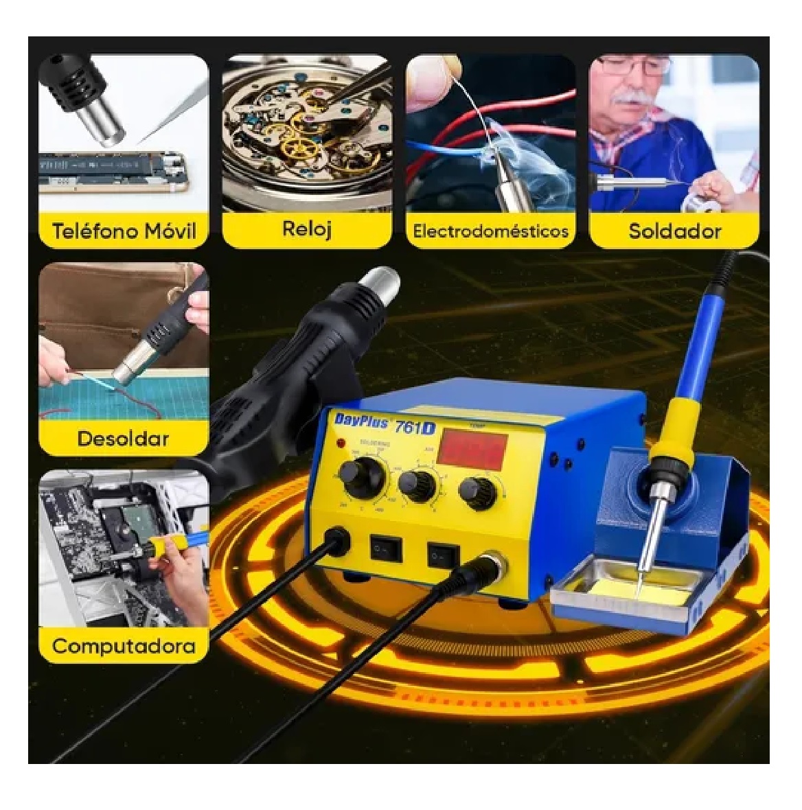 Estación De Soldar 2 En 1 Pistola De Calor Y Cautín
