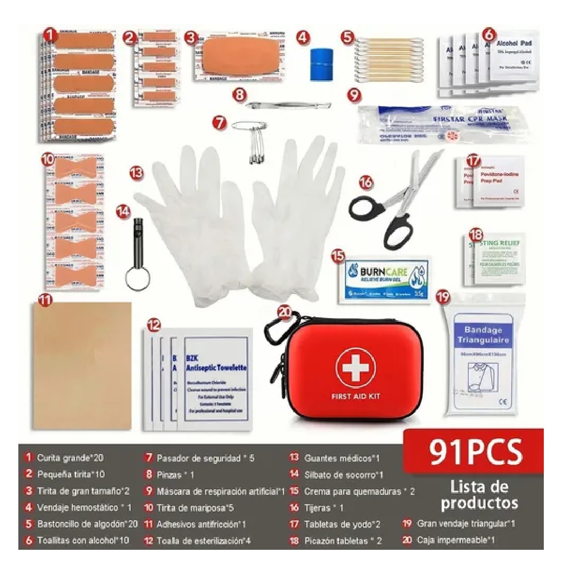 Kit De Primeros Auxilios, Supervivencia Rojo