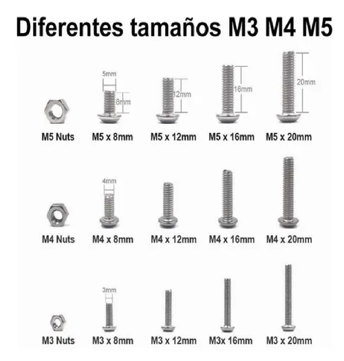 Set Tornillos De Cabeza Hexagonal M3 M4 M5 Plana Acero