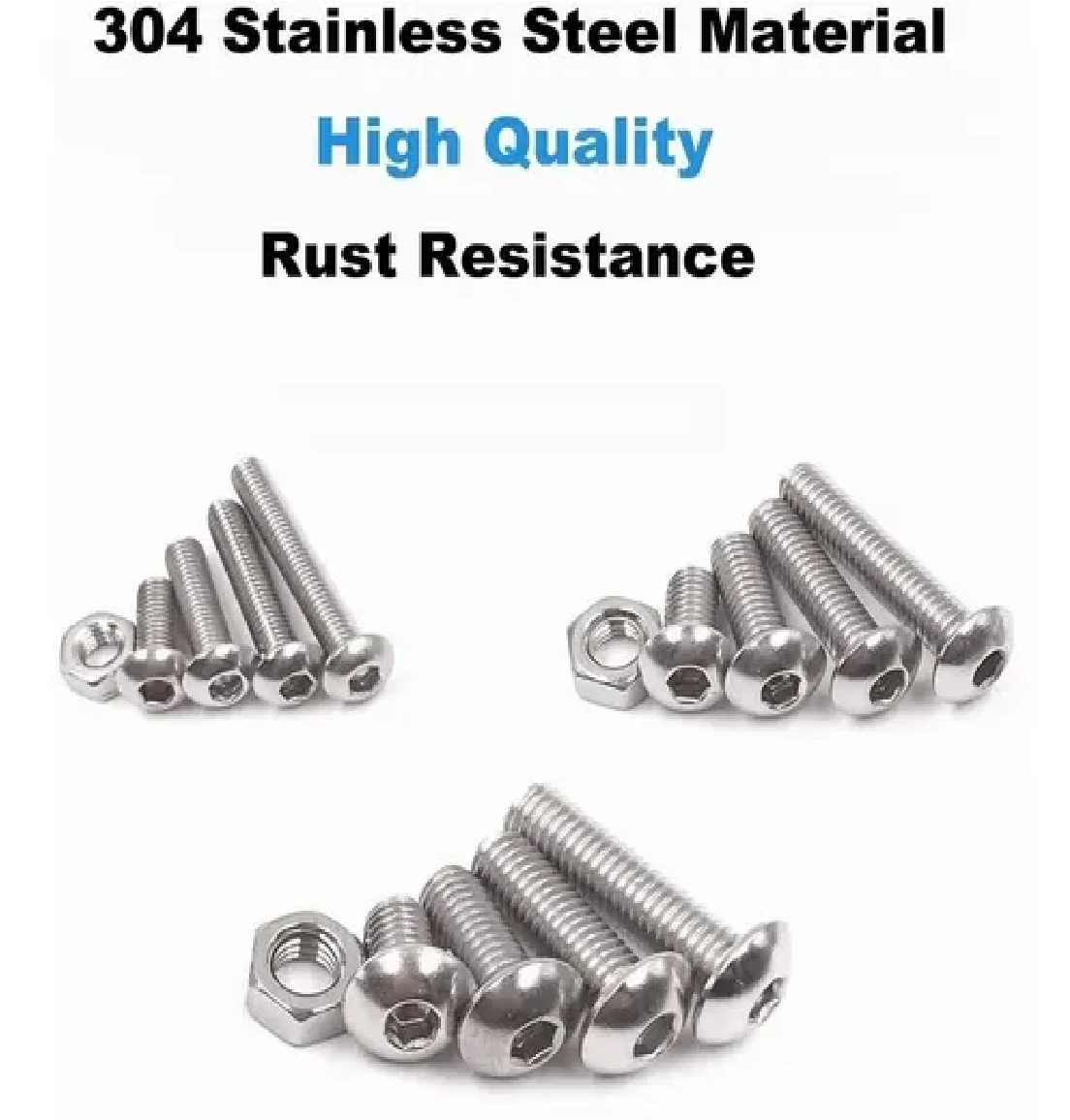 Set Tornillos De Cabeza Hexagonal M3 M4 M5 Plana Acero