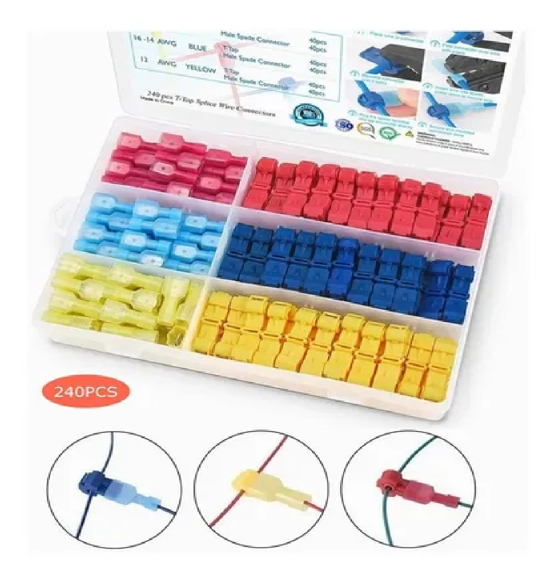 Kit Conectores T-tap Terminales Cables De E Estuche
