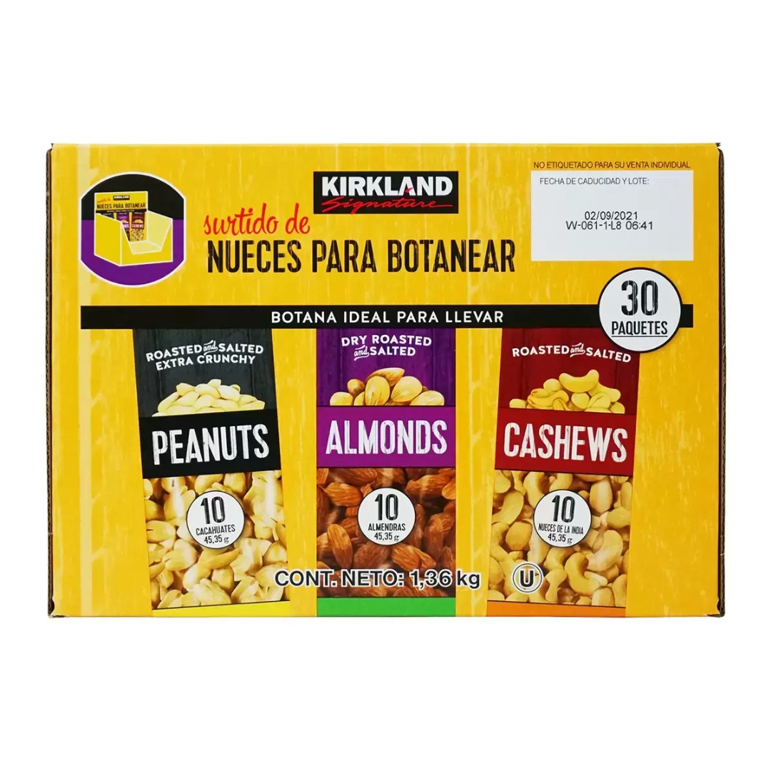Kirkland Signature Nueces para Botanear Surtidas 30 pzas de 45.35 g