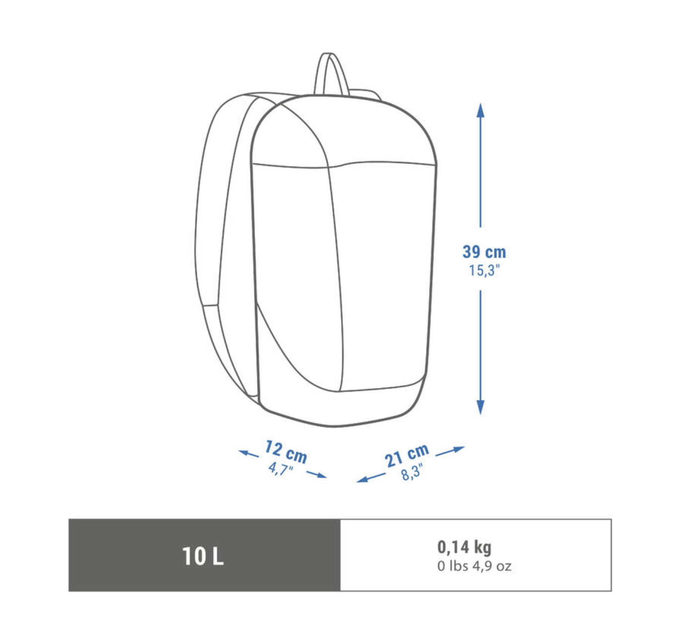 MOCHILA DE SENDERISMO 10 LITROS ARPENAZ 100 QUECHUA